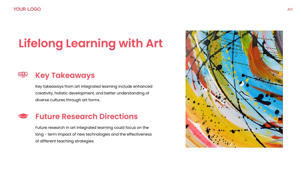 Red Art Integrated Learning PPT Template with Creative Photo Layouts