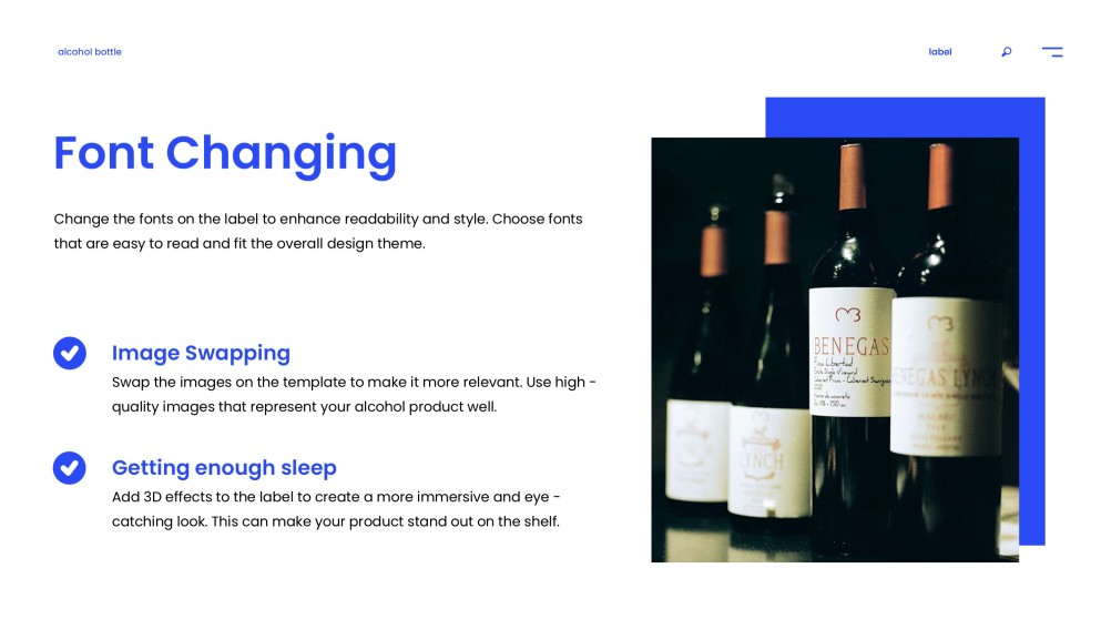 藍色藝術酒瓶標籤模板附插圖