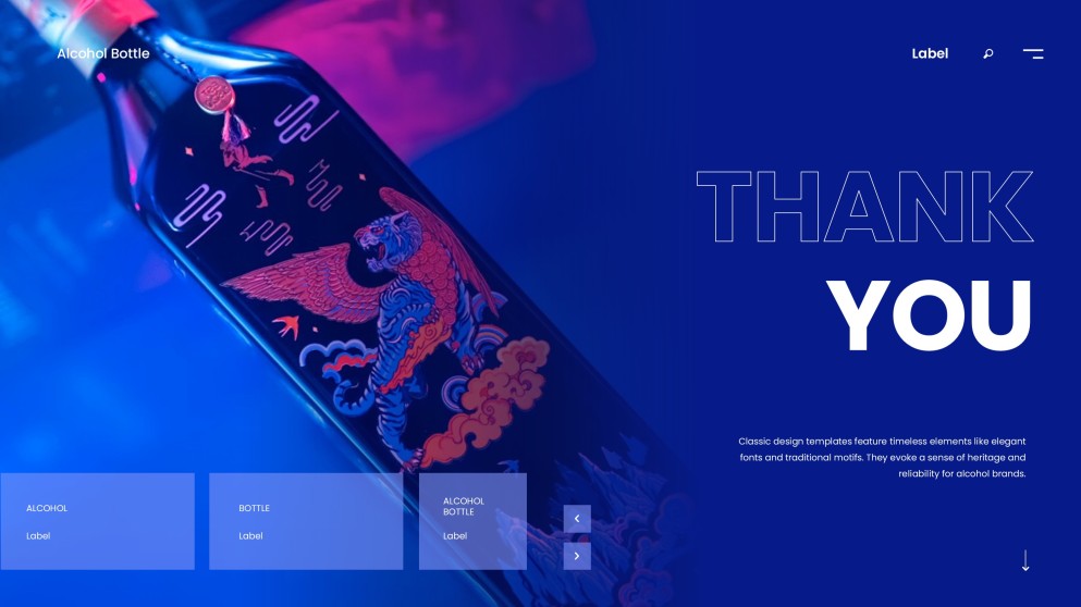 藍色藝術酒瓶標籤模板附插圖