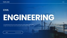 Blue Civil Engineering PPT Template in Minimalist Urban Style