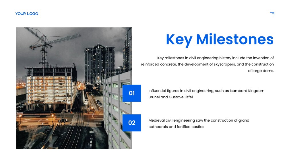 Blue Civil Engineering PPT Template in Minimalist Urban Style