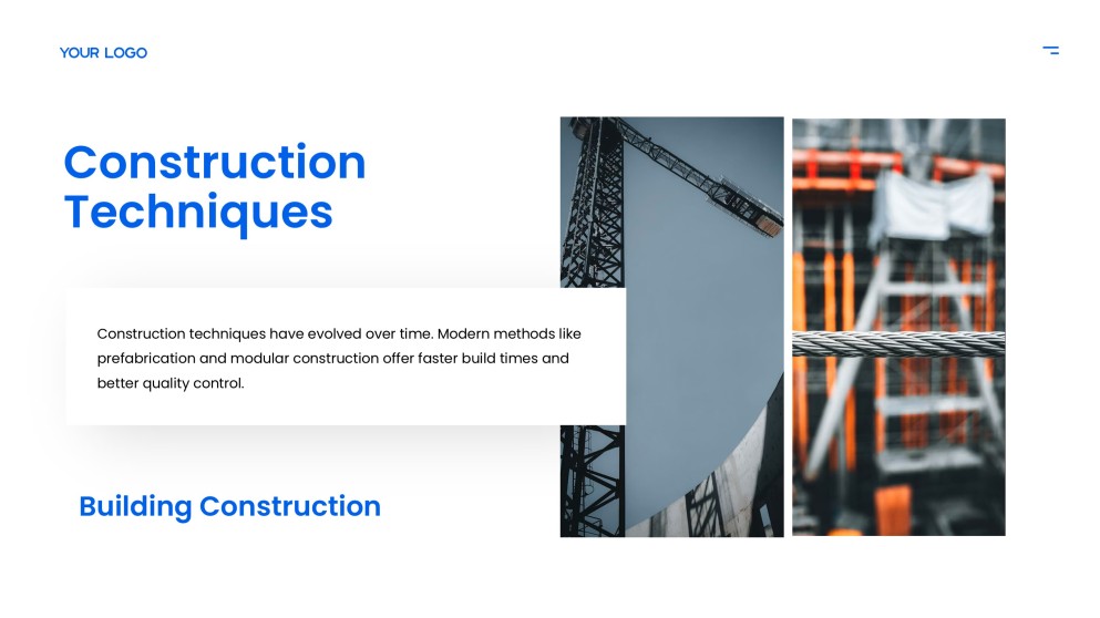 Blue Civil Engineering PPT Template in Minimalist Urban Style