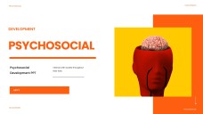 Orange Psychosocial Development PPT Template with Surreal Brain Imagery