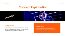 Orange Psychosocial Development PPT Template with Surreal Brain Imagery