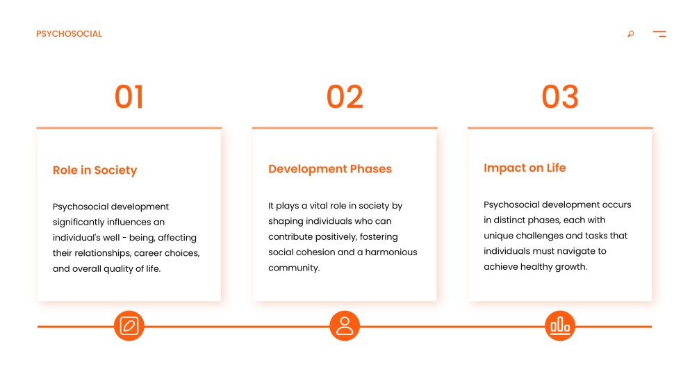 Orange Psychosocial Development PPT Template with Surreal Brain Imagery