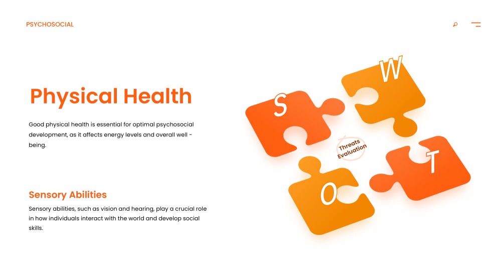 Orange Psychosocial Development PPT Template with Surreal Brain Imagery
