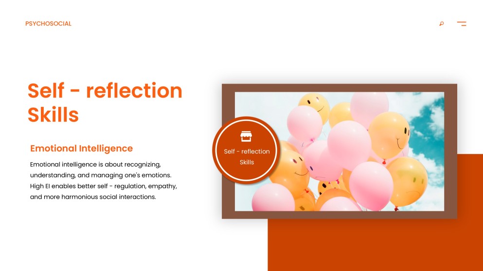 Orange Psychosocial Development PPT Template with Surreal Brain Imagery