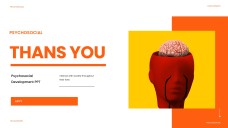 Orange Psychosocial Development PPT Template with Surreal Brain Imagery
