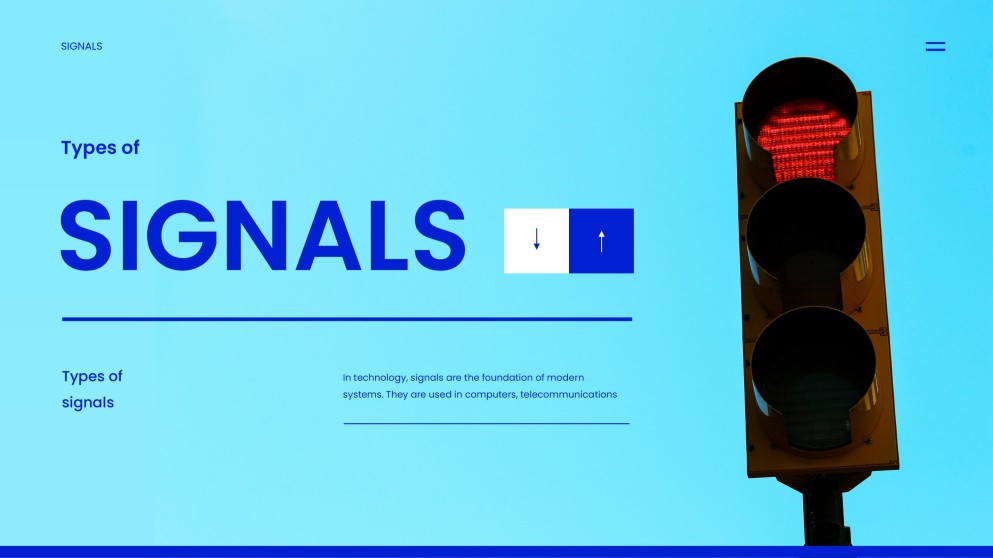 Templat PPT Jenis Isyarat Tech Blue dalam Gaya Minimalis