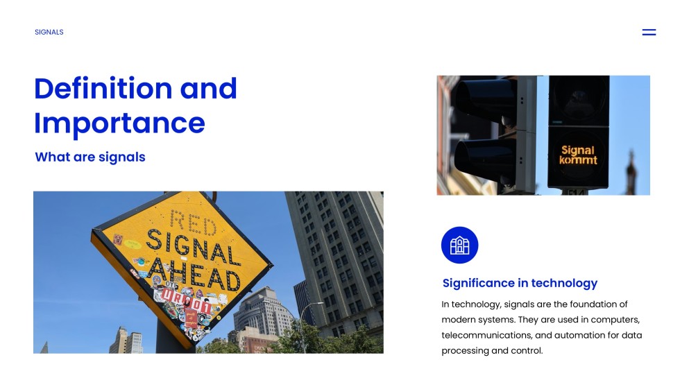 Templat PPT Jenis Isyarat Tech Blue dalam Gaya Minimalis