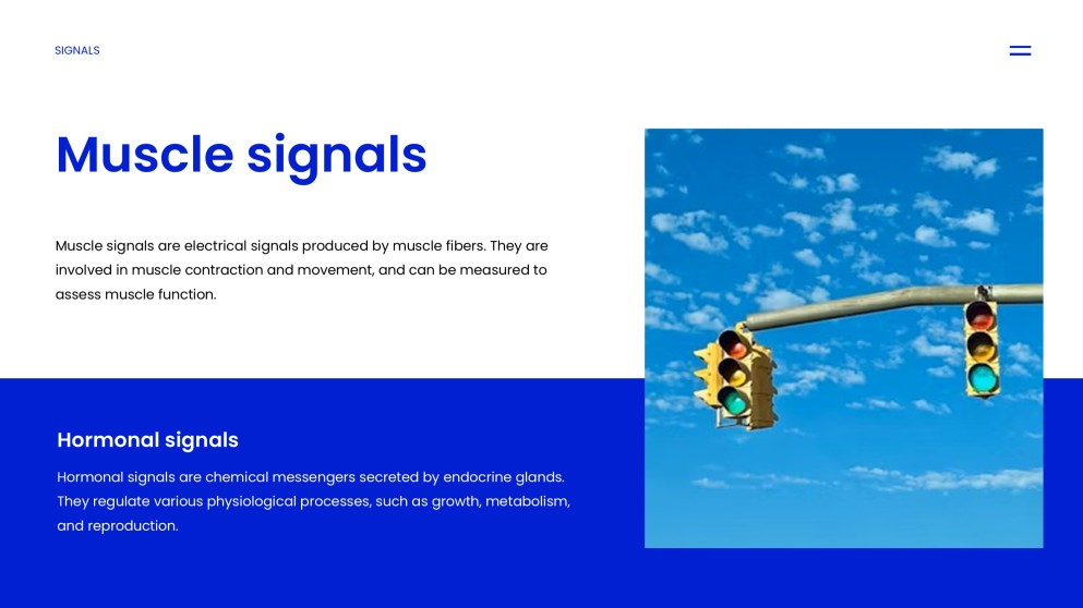 Templat PPT Jenis Isyarat Tech Blue dalam Gaya Minimalis