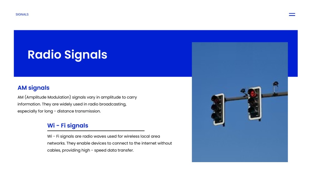 Templat PPT Jenis Isyarat Tech Blue dalam Gaya Minimalis