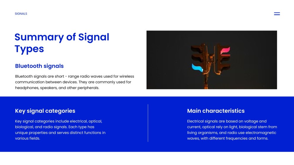 Templat PPT Jenis Isyarat Tech Blue dalam Gaya Minimalis