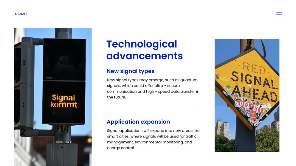 Templat PPT Jenis Isyarat Tech Blue dalam Gaya Minimalis