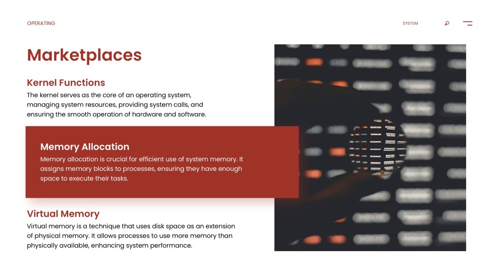 ダークレッドテックスタイルオペレーティングシステムPPTテンプレート