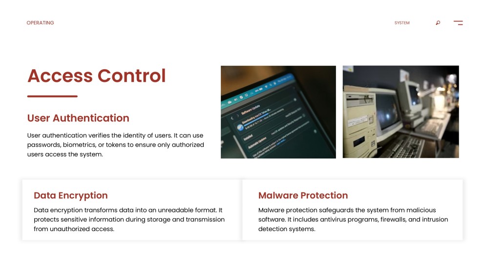 ダークレッドテックスタイルオペレーティングシステムPPTテンプレート