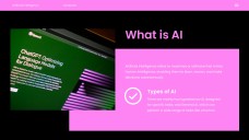 ปัญญาประดิษฐ์แห่งอนาคตสีดำและสีชมพูในแม่แบบพาวเวอร์พอยต์คอมพิวเตอร์