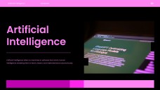 ปัญญาประดิษฐ์แห่งอนาคตสีดำและสีชมพูในแม่แบบพาวเวอร์พอยต์คอมพิวเตอร์