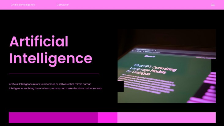 黒とピンクの未来的な人工知能コンピュータPPTテンプレート