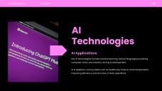 ปัญญาประดิษฐ์แห่งอนาคตสีดำและสีชมพูในแม่แบบพาวเวอร์พอยต์คอมพิวเตอร์