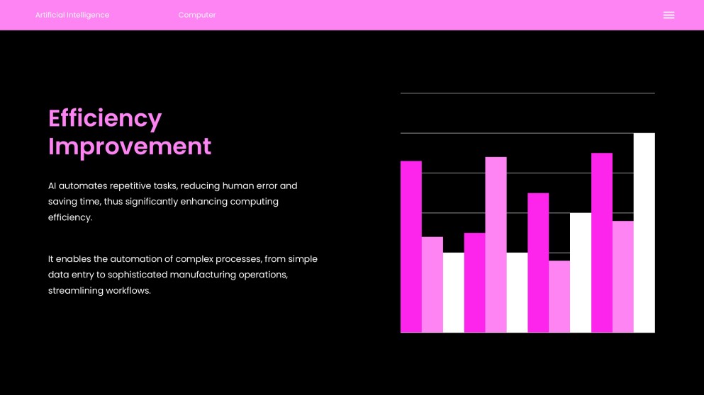 ปัญญาประดิษฐ์แห่งอนาคตสีดำและสีชมพูในแม่แบบพาวเวอร์พอยต์คอมพิวเตอร์
