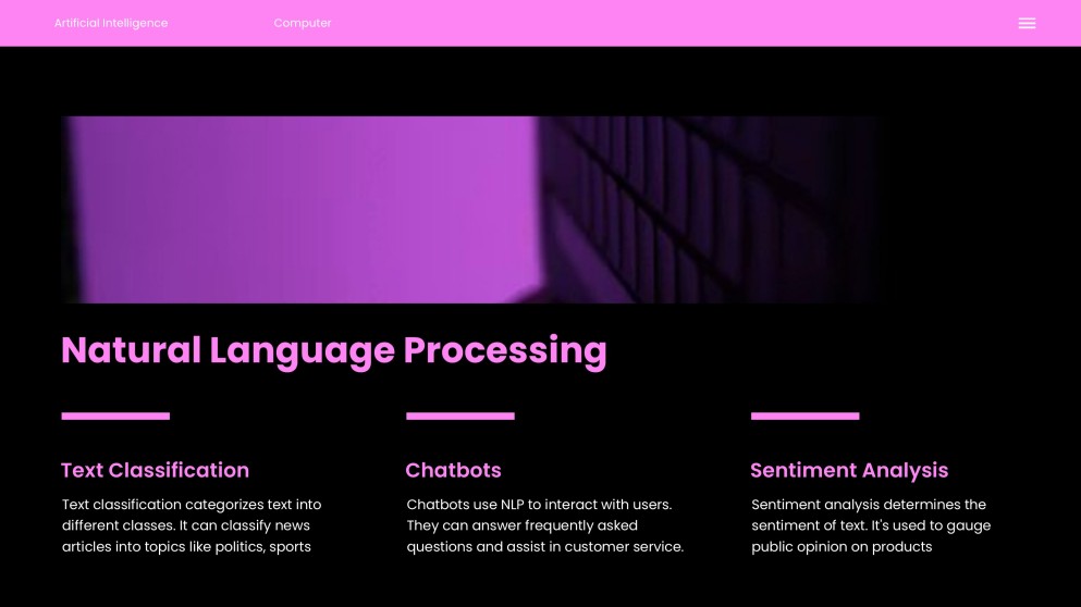 ปัญญาประดิษฐ์แห่งอนาคตสีดำและสีชมพูในแม่แบบพาวเวอร์พอยต์คอมพิวเตอร์
