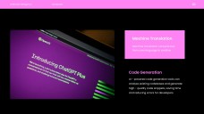 ปัญญาประดิษฐ์แห่งอนาคตสีดำและสีชมพูในแม่แบบพาวเวอร์พอยต์คอมพิวเตอร์