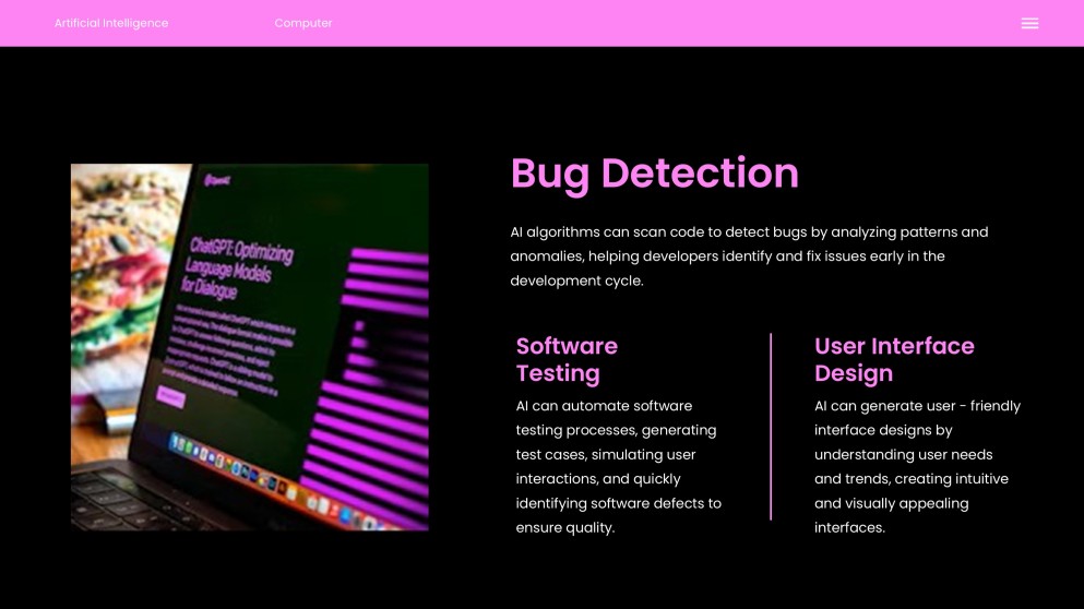 ปัญญาประดิษฐ์แห่งอนาคตสีดำและสีชมพูในแม่แบบพาวเวอร์พอยต์คอมพิวเตอร์
