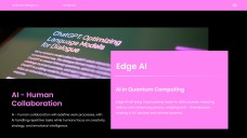 ปัญญาประดิษฐ์แห่งอนาคตสีดำและสีชมพูในแม่แบบพาวเวอร์พอยต์คอมพิวเตอร์