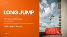 アスレチック要素を取り入れたオレンジエネルギッシュな走り幅跳びPPTテンプレート