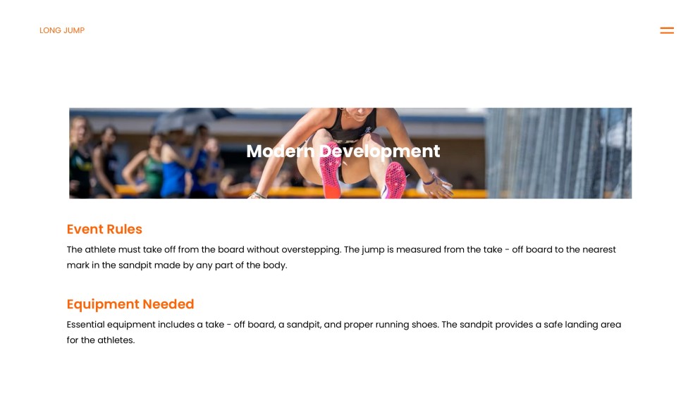 アスレチック要素を取り入れたオレンジエネルギッシュな走り幅跳びPPTテンプレート