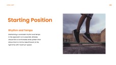 アスレチック要素を取り入れたオレンジエネルギッシュな走り幅跳びPPTテンプレート