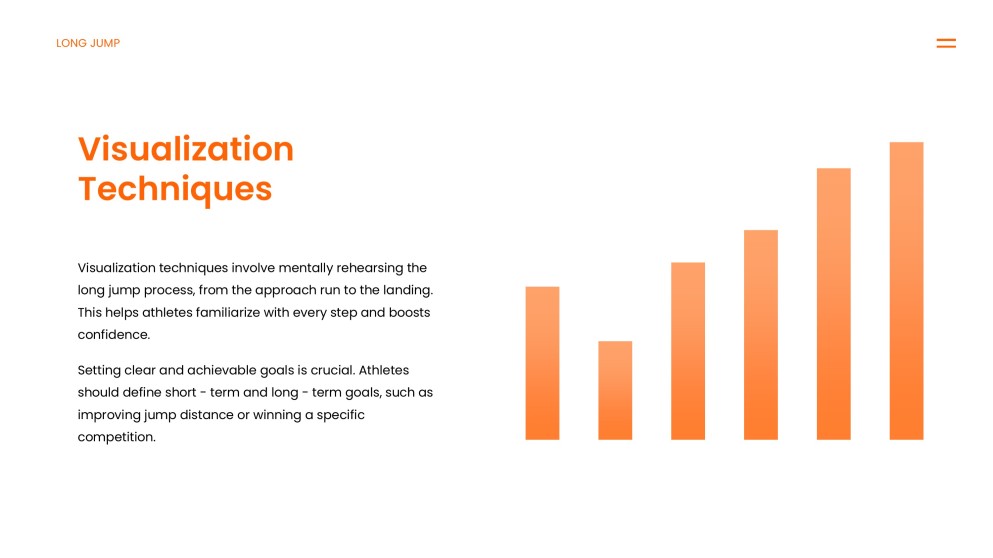 アスレチック要素を取り入れたオレンジエネルギッシュな走り幅跳びPPTテンプレート