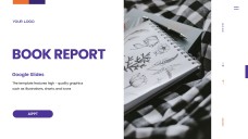 Plantilla de Google Slides para Informe de Libro de Estilo Minimalista Púrpura-Naranja