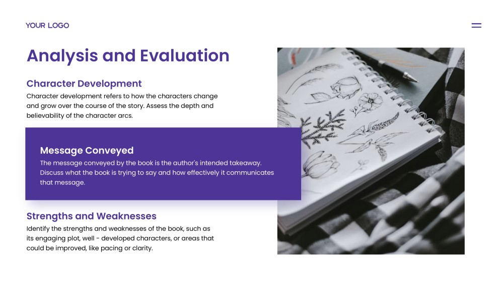 Plantilla de Google Slides para Informe de Libro de Estilo Minimalista Púrpura-Naranja