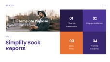 Plantilla de Google Slides para Informe de Libro de Estilo Minimalista Púrpura-Naranja