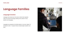 Plantilla de PPT de Teorías Académicas del Desarrollo del Lenguaje en Rojo y Amarillo