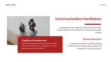 Plantilla de PPT de Teorías Académicas del Desarrollo del Lenguaje en Rojo y Amarillo