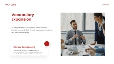 Plantilla de PPT de Teorías Académicas del Desarrollo del Lenguaje en Rojo y Amarillo