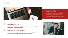 Plantilla de PPT de Teorías Académicas del Desarrollo del Lenguaje en Rojo y Amarillo