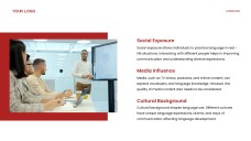 Plantilla de PPT de Teorías Académicas del Desarrollo del Lenguaje en Rojo y Amarillo