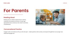 Plantilla de PPT de Teorías Académicas del Desarrollo del Lenguaje en Rojo y Amarillo