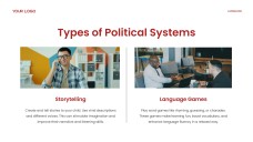 Plantilla de PPT de Teorías Académicas del Desarrollo del Lenguaje en Rojo y Amarillo