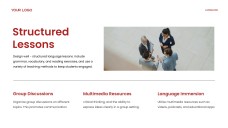 Plantilla de PPT de Teorías Académicas del Desarrollo del Lenguaje en Rojo y Amarillo