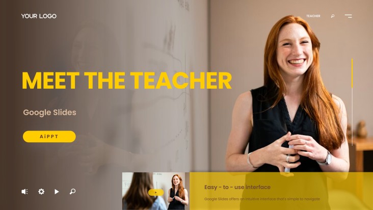 Brownish-Yellow Friendly Meet the Teacher Google Slides Theme & PowerPoint Template