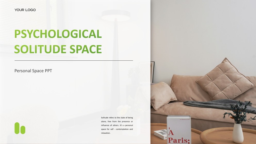 Зеленый и белый минималистичный дзен-шаблон PPT для личного пространства