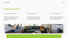 Зеленый и белый минималистичный дзен-шаблон PPT для личного пространства