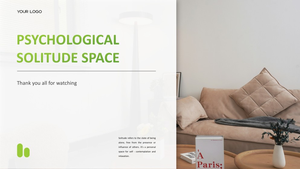 Зеленый и белый минималистичный дзен-шаблон PPT для личного пространства