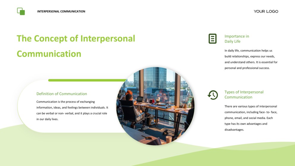 Green Easy-Going Interpersonal Communication PPT Presentation Template