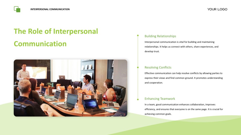 Green Easy-Going Interpersonal Communication PPT Presentation Template